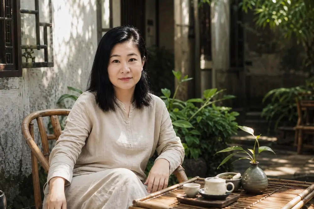 Lee in a traditional Chinese garden — founder of Tales with Lee explaining Taoism and Chinese philosophy